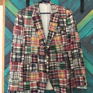 Polo style tailored blazer sport coat Madras plaid